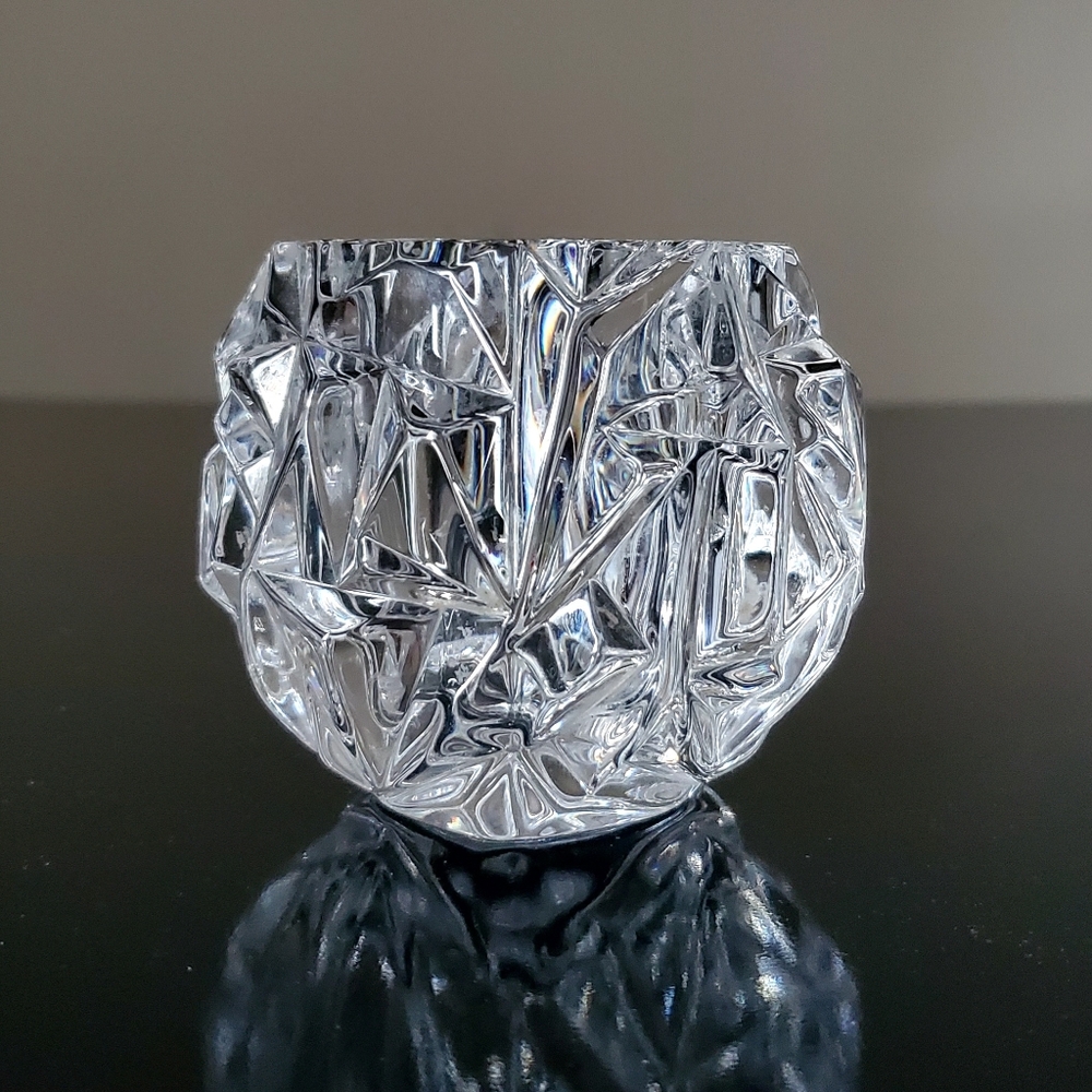 TIFFANY & CO. Rock Cut German Crystal 3" Tealight Votive Holder EUC - Picture 8 of 9